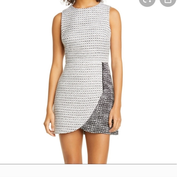 ALICE + OLIVIA Women's Size 12 Sally Side-Zip Tweed Mini Dress New with Tags - Picture 1 of 5